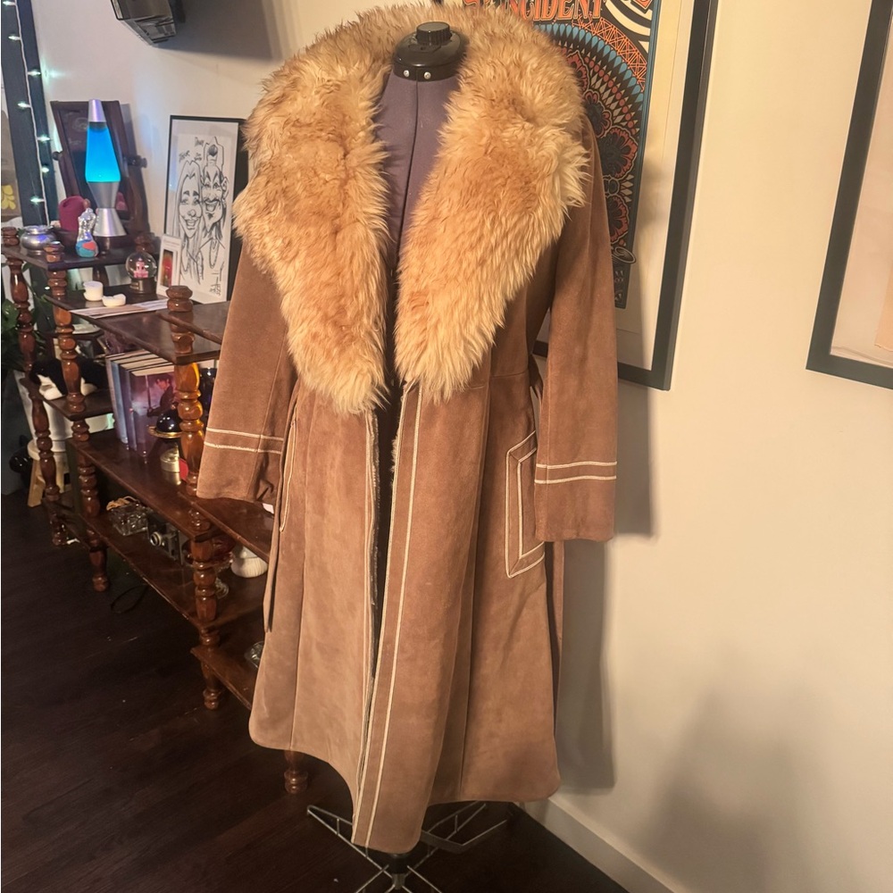 1970s Penny Lane Suede and Shearling Coat
